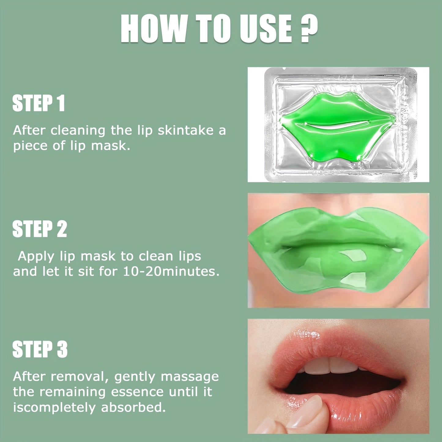 10 PCS Set Natural Aloe Vera & Collagen Lip Masks for Women - 30-Minute Deep Hydration, Plumping & Moisturizing with Aloe Essence, Collagen & Vitamin C, Soft Adhesive Film for Smooth Lips