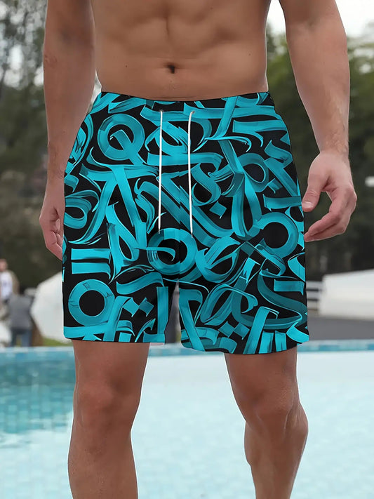 UK 42-56 Extra Plus Size Curvy Big Men's Vintage Striped 3D Print Casual Sportswear Set, Breathable Round Neck Short Sleeve T-Shirt and Shorts Set, All-Season Wear