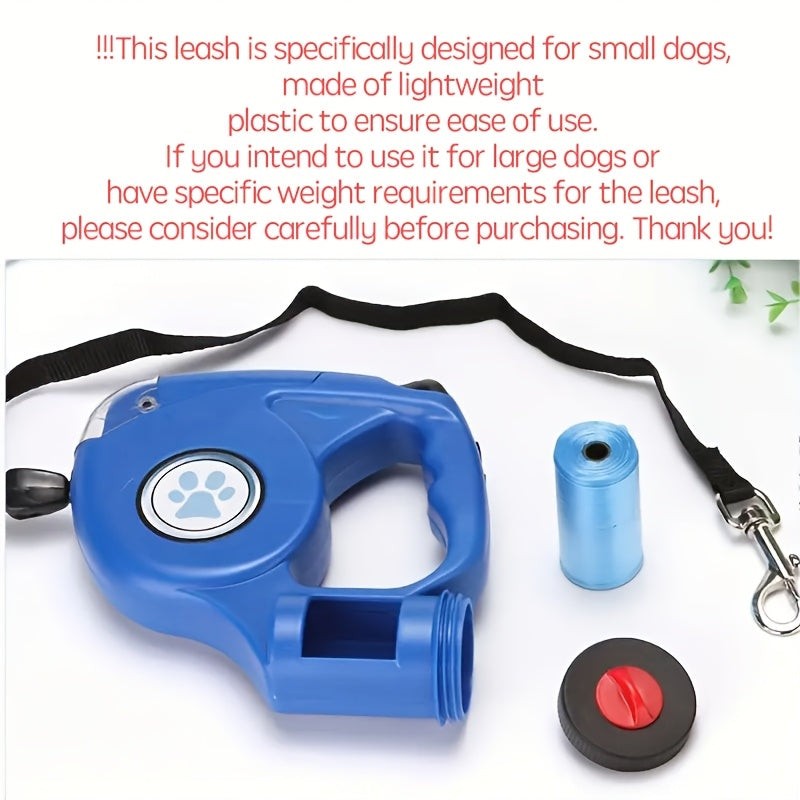 Pet Retractable Black Leash with a Trash Bin, Dog Leash, Pet Leash, Includes Free Trash Bags.