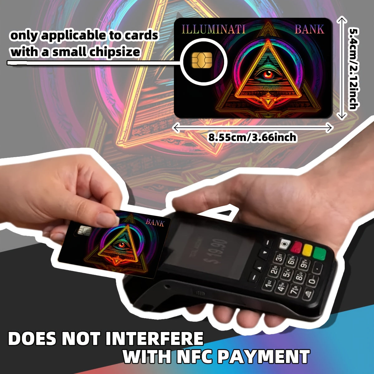 2 PCS Set Illuminati Bank Credit Card Light Beige Stickers, Suitable for Bank Cards - Laser Scratch-Resistant Protective Case with Mysterious Dark Angel's Eye Pattern, Suitable for Debit/Credit Cards (Set)