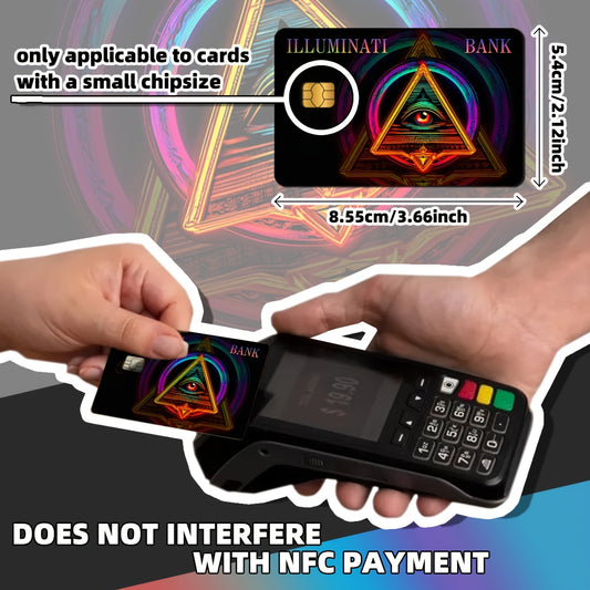 2 PCS Set Illuminati Bank Credit Card Light Beige Stickers, Suitable for Bank Cards - Laser Scratch-Resistant Protective Case with Mysterious Dark Angel's Eye Pattern, Suitable for Debit/Credit Cards (Set)