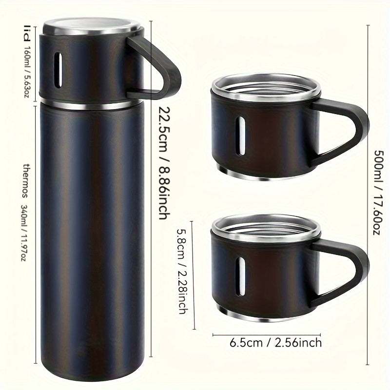 1 Set Thermal Mug 500ml/16.9oz Stainless Steel Insulated Cup with Lid - Portable Flask for Hot/Cold Drinks, Camping, Travel, & Tea, Sweat-Free Temperature Retention, Durable Outdoor Water Bottle
