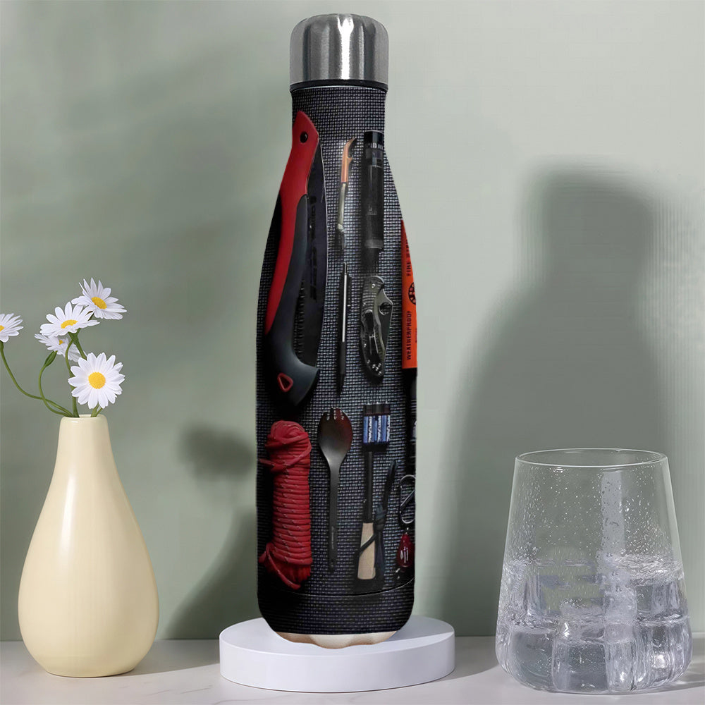 Heavy-Duty Survival Tumbler with Multi-Tool Cup - 17.5oz Double-Wall Vacuum Insulated, Leakproof Thermos with Built-in Knife, Fire Starter, Pliers & Compass Holder - Ideal for Camping, Hiking, Emergency Kit