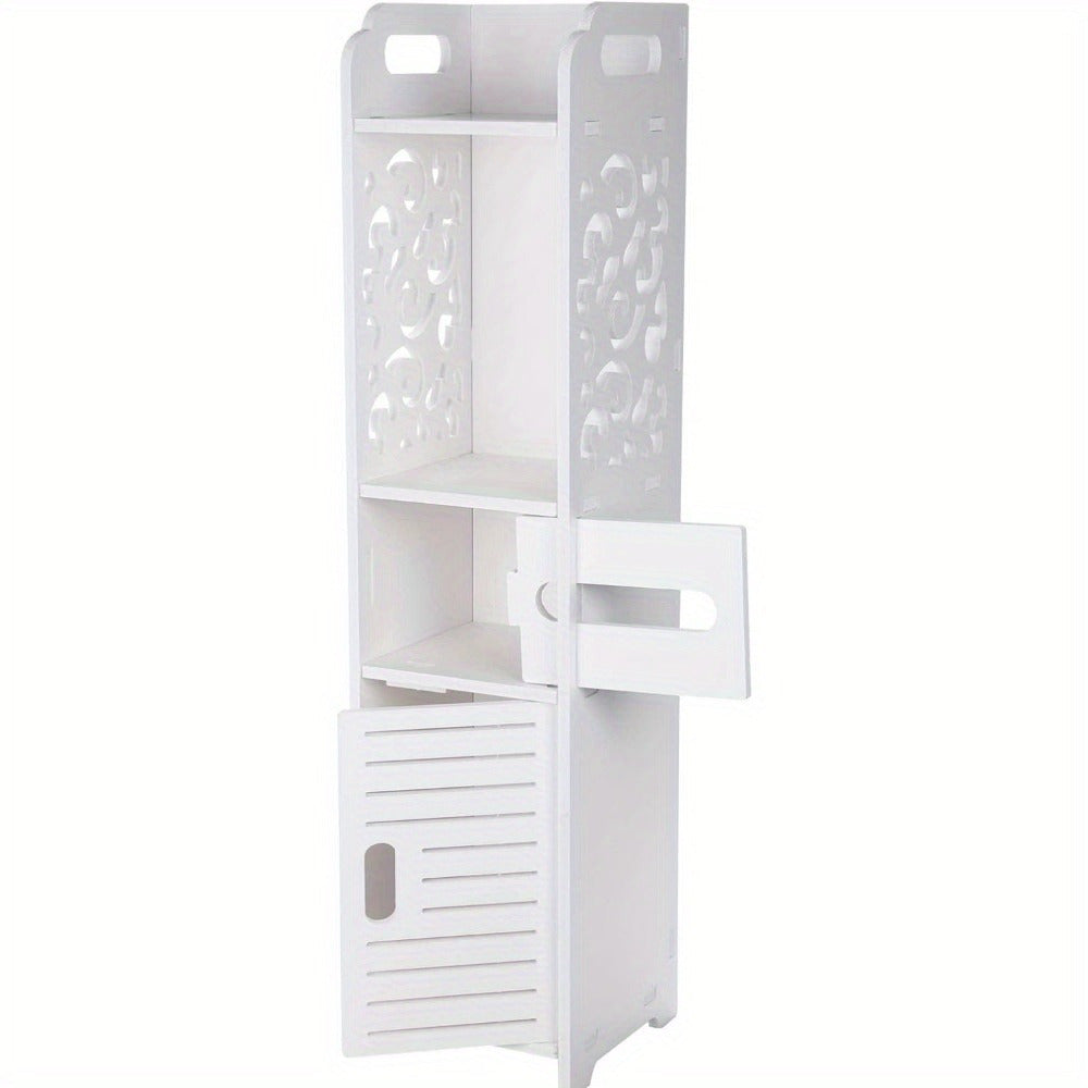 Bathroom Cabinet Corner Shelf Wooden Modern Cupboard Storage Toilet Tissue Paper Unit White