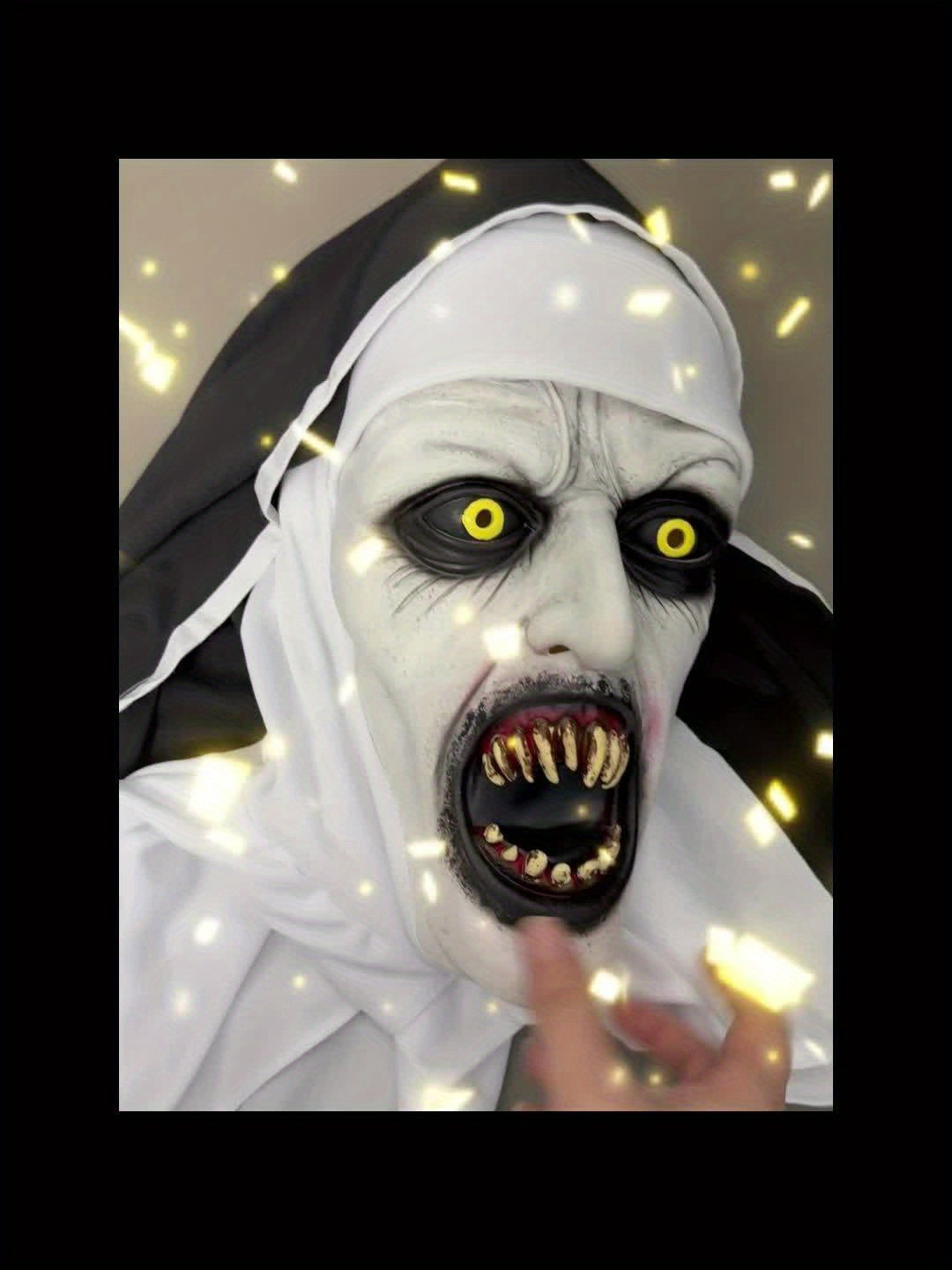 Spooky Nun Mask For Halloween - Synthetic Latex, Hand-Washable, Street Style Horror Costume Accessory
