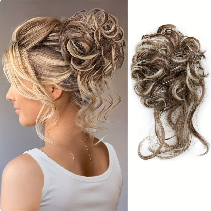 Elegant Women's Synthetic Curly Donut Hair Extension - Easy-to-Style for Daily Wear & Christmas Parties Hair Care Accessories