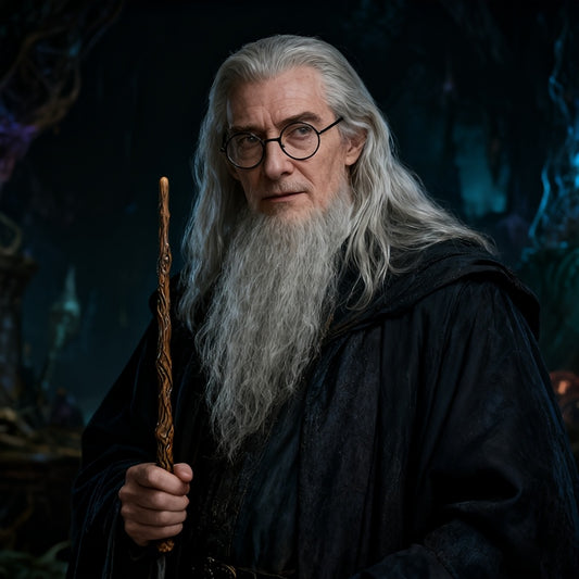 Wizard-Themed Round Black Frame Glasses for Men & Women -  Circle Clear Lens Non- Fashion Spectacles with Metal Arms, Perfect for Secret Society Ceremonies Sacred Parties