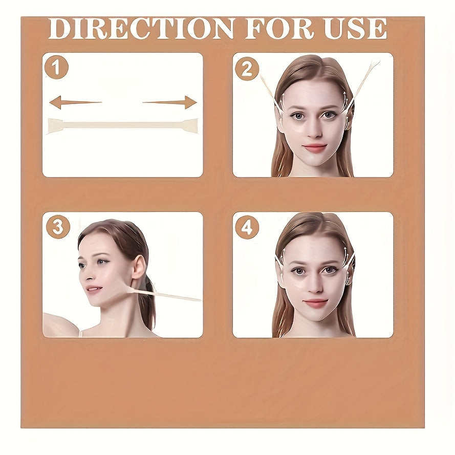20 PCS Set of Invisible Face Lifting Patches with 4 Adjustable Elastic Bands, Instantly Shape The Neck, Cheeks And Double Chin, Reusable Unscented Light Beige Firming Tape