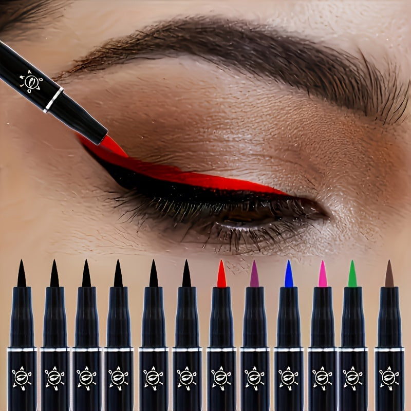 12pcs Set Liquid Eyeliner Pens - Long-Lasting, Waterproof, Smudge-Resistant, Multi-Color Options (Green, Purple, Pink, Orange, Yellow, Red, Brown, ) - Easy Application For Everyday & Special Occasions, Eyeliner For Eyebrows,