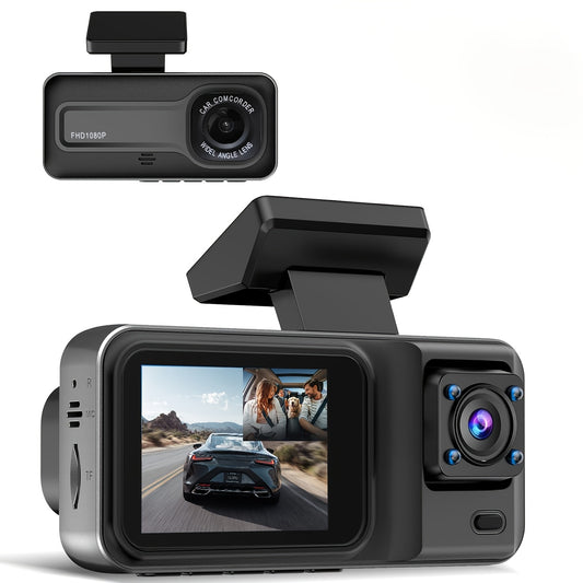 Car Dashcam with Dual Lens 1080P+720P HD Night Vision, WDR, Motion Detection, 140° Wide-Angle, Loop Recording, Parking Monitoring, Optional without Card Cars Accessories