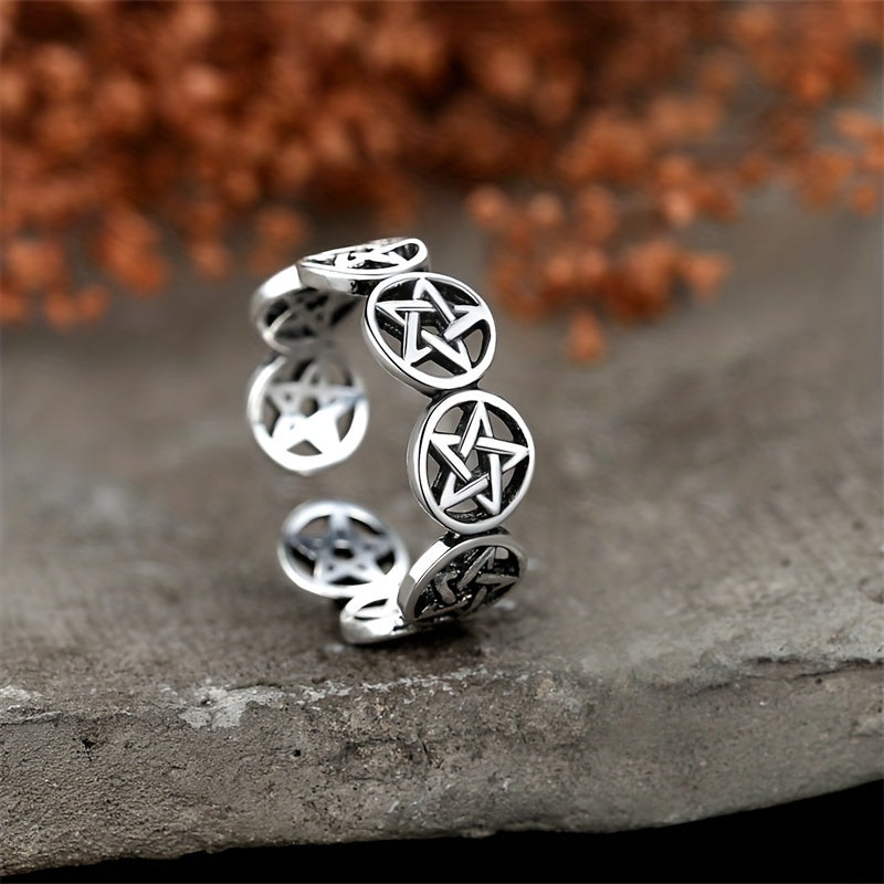 Freemasons Secret Society Creative Pentagram Open Ring