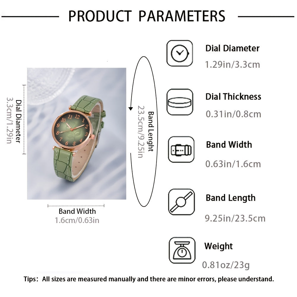 5pcs Women's Elegant and Stylish Fashionable Atmosphere Watch + Jewelry Set, Suitable for Anniversary Birthday Romantic Gift for Wife-Girlfriend-Mistress