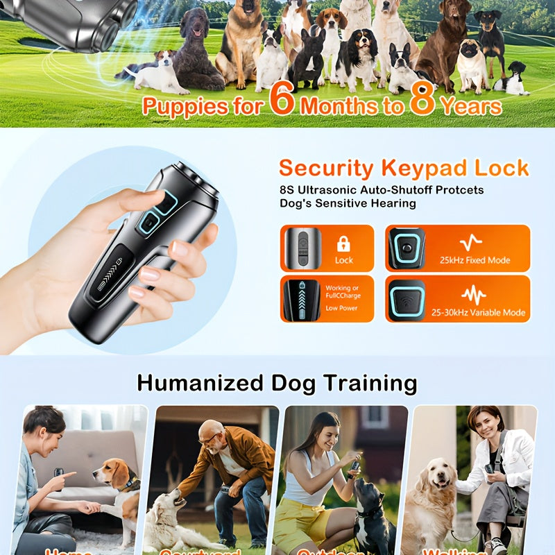 Profession Soundwave technology Dog Repeller Outdoor Safety Device Deterrent Device Anti Barking Stop Control Bark Training High Power Dog Repellent with LED Flashlight, Pet Behavior Correction, Durable Construction, Pet Trai