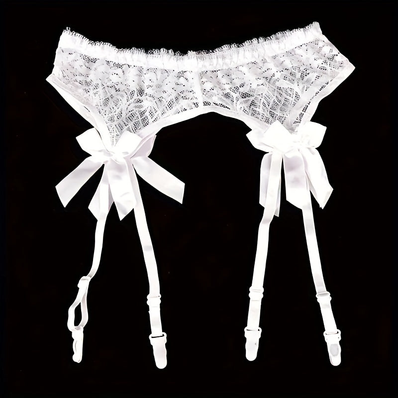 Women's Sexy Lace Sheer Garter Belt with Cute Bow, Adjustable Close-Fitting Lingerie for Wedding Garters Ladies Underwear Lingerie Apparel Supplies