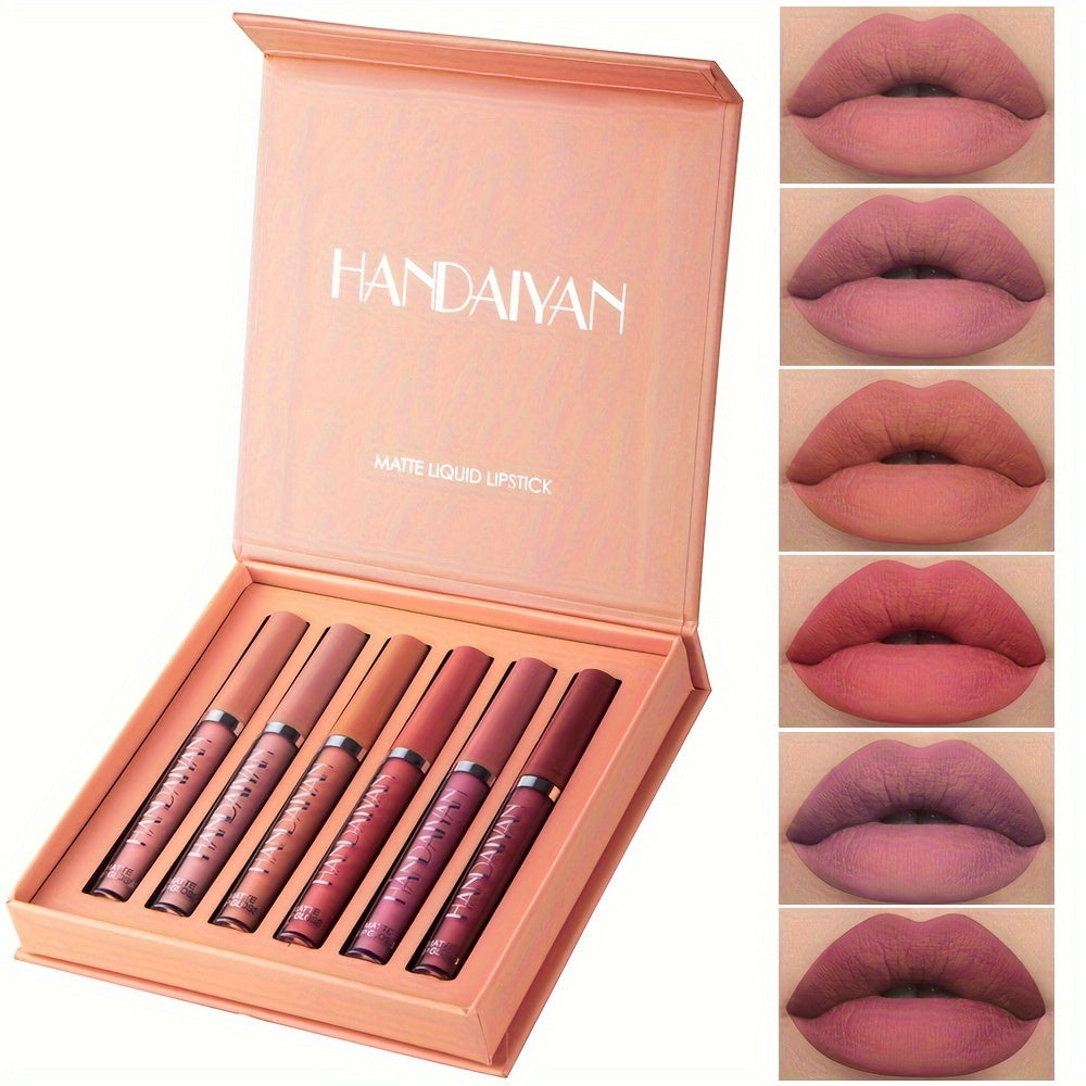 NEW 6 PCS Set Matte Liquid Lipstick - Waterproof Long-Lasting Full Coverage Lip Gloss, Non-Stick Formula with 6 Shades (, Nude, Burgundy, Deep, Plum,) - Lip Tint Kit for  Lips & All Light Types