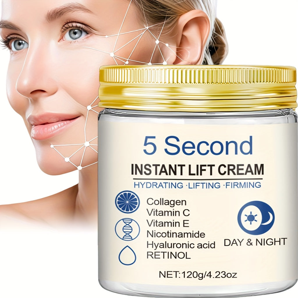 120g Large Capacity 5-Second Instant Lift Cream: Collagen + Retinol Strong Combination, Rich in Hyaluronic Acid and Vitamin C – Quick Hydration & Nutrient Boost for Demanding Ladies