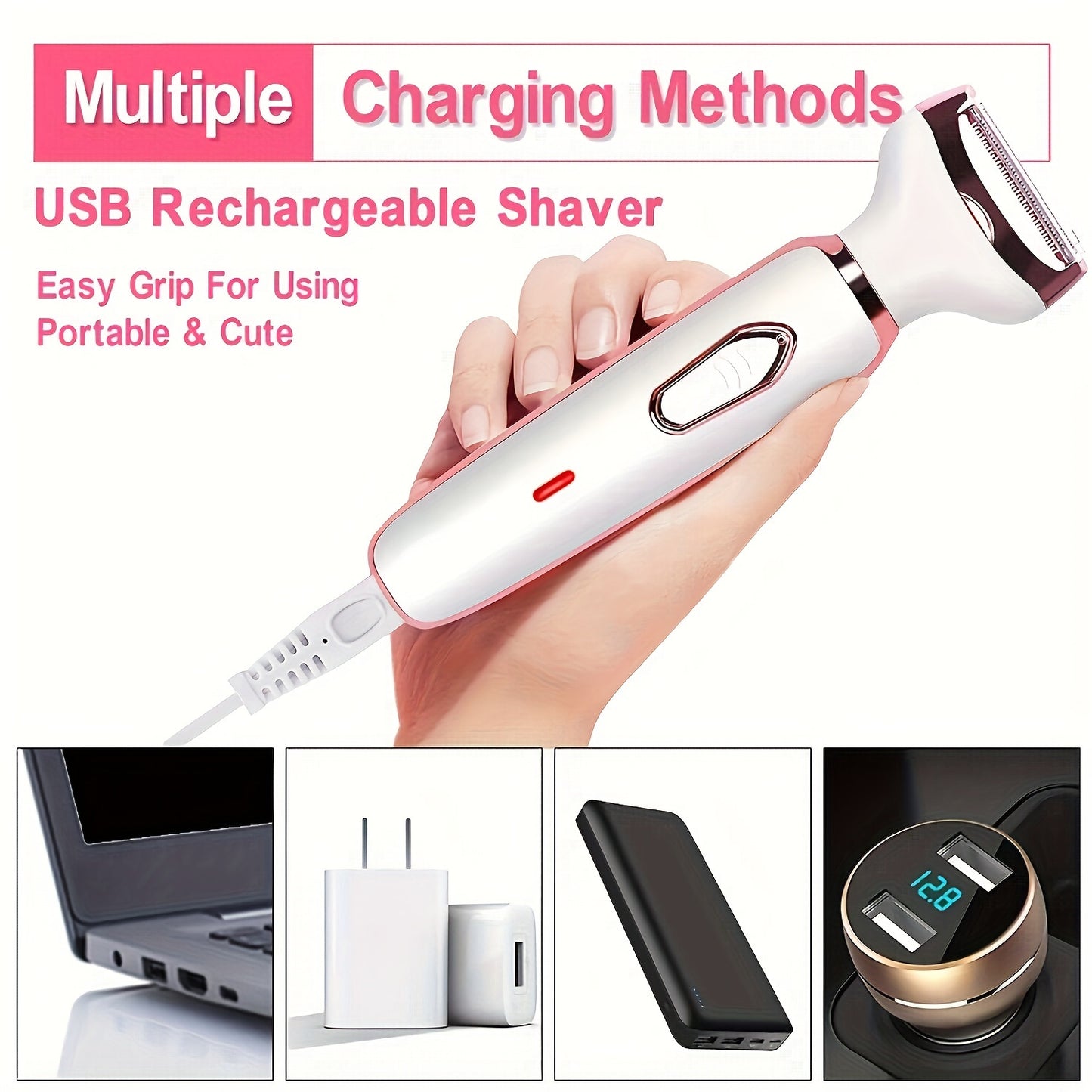 4-In-1 Set Women's Electric Hair Removal Device / Multifunctional Electric Hair Removal Kit for Women / Bikini Trimmer for Women / USB Rechargeable / Hair Removal for Eyebrows, Nose, Face, And Legs / Portable, Gentle, Perfect