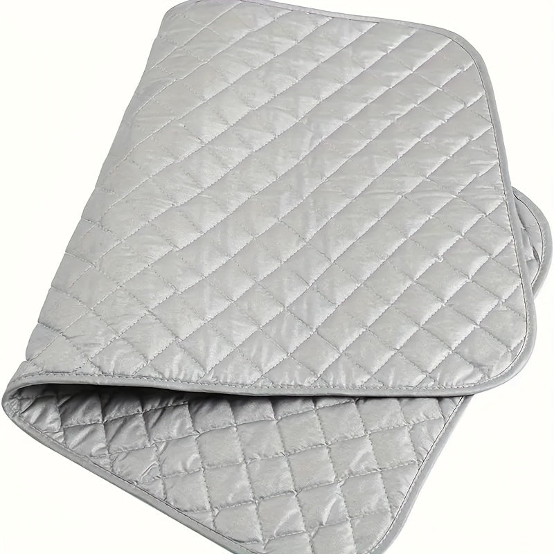 A Thick Silver-Coated Heat Insulation Pad for Ironing, a Replacement Ironing Board with a Metal Plate, a Round Heat-Resistant Pad for a Dryer, a Portable Gray Ironing Mat, And a Tabletop Ironing Mat for Travel Hotels And Dorm