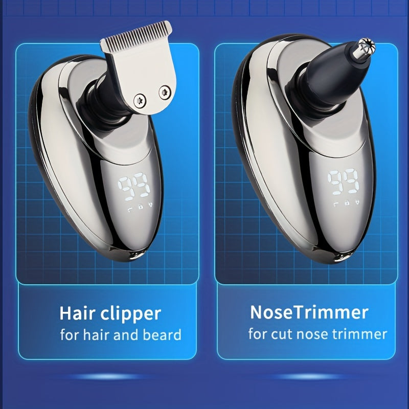 The Flex Series Electric Head Hair Shaver Ultimate Men Cordless Rechargeable Wet/ Bald Head Razor with Rotary Blades, Clippers, Nose Trimmer, Brush, Massager