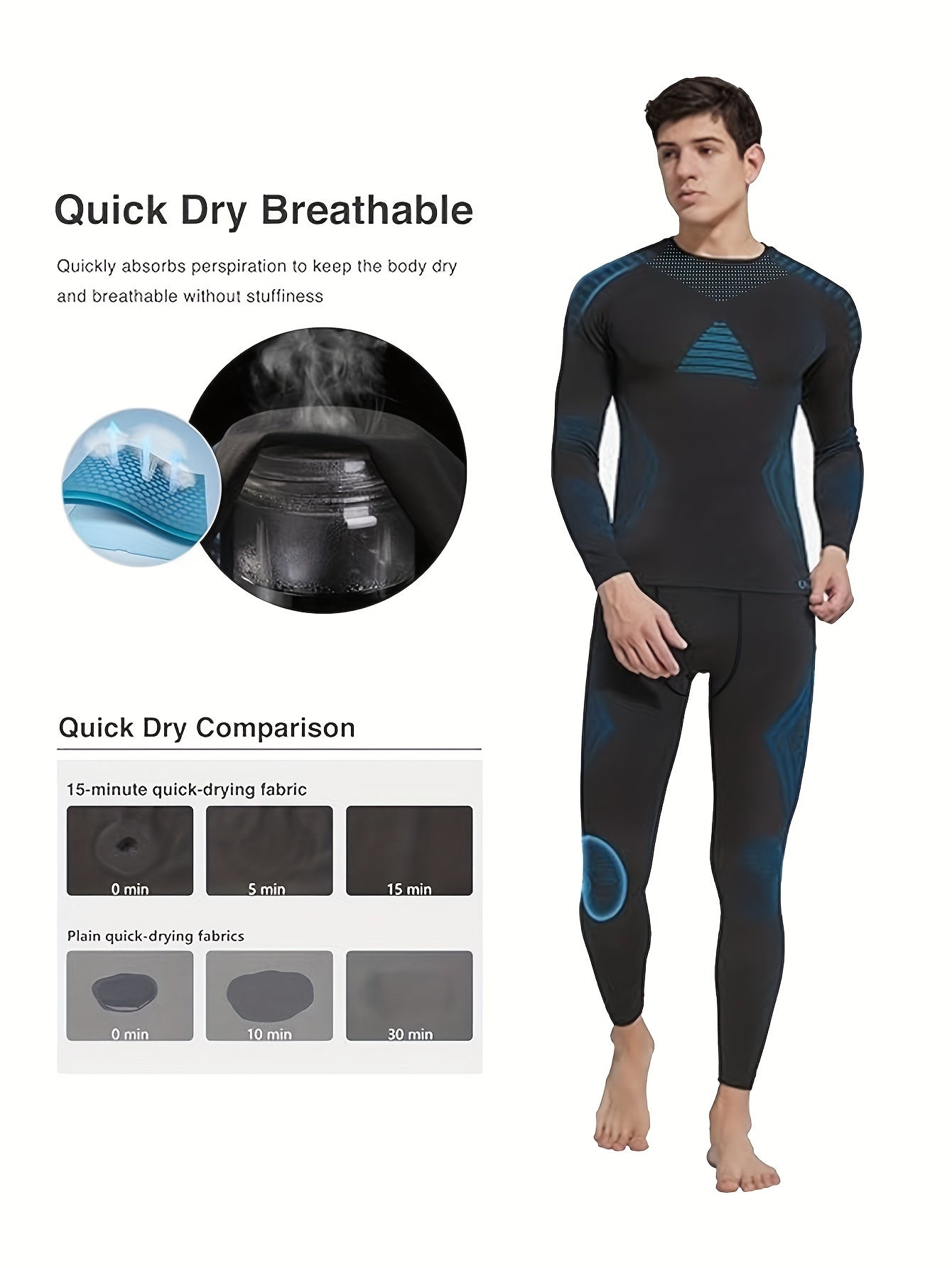 2 PCS Set UK Size  Autumn/Winter Men's Thermal Shapewear Set, Outdoor Skiing Warm Tight Pants and Long-Sleeve Top with Fuzzy Lining for Skating, Cycling Gym Running Yoga & Sports