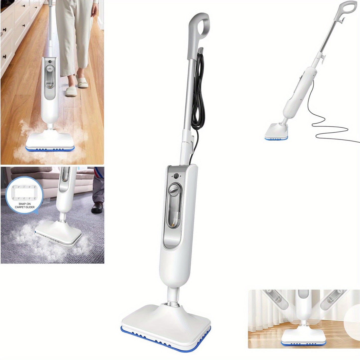 Floor Steamer Mop for Hard Floor Cleaner, Steam Cleaner Electric Mop 3-in-1 Hard floor Wet Dry Dust Flat Cleaning Mop with 400ml Tank, Lightweight Steam Cleaner with 2 Washable Cleaning Pads, Tile Floor Cleaner for Laminate F