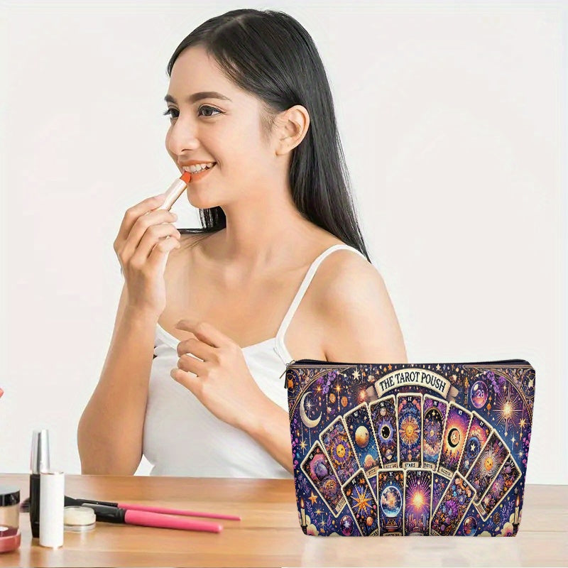 Tarot Cards Cosmetic Bag Tarot Starry Gorgeous Cards, Lightweight Zipper Design Toiletry Bag, Suitable for Travel and Daily Use Multifunctional Storage Bag for Stationery