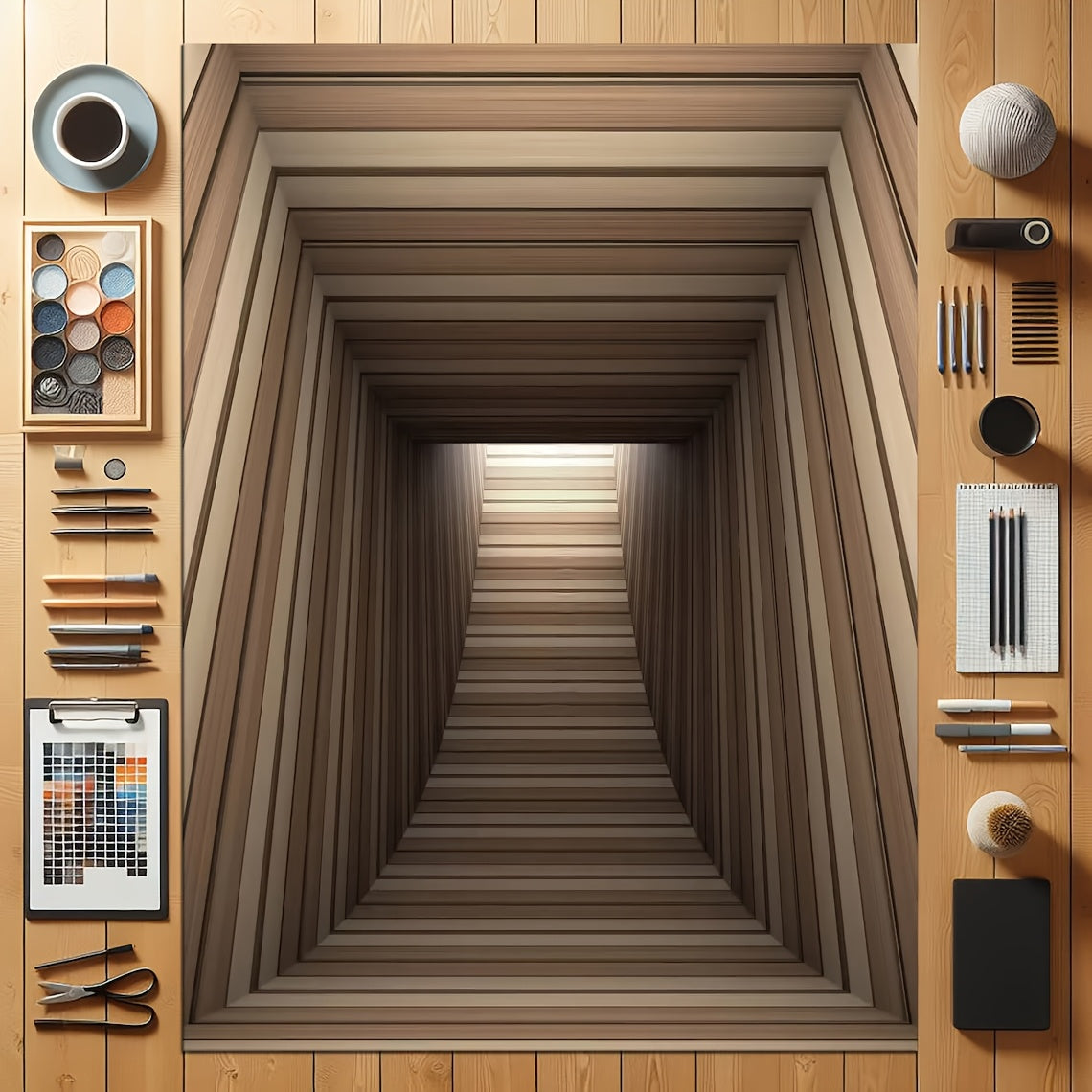 Small and Large Size (160x230cm) Tunnel Illusion Rug with 3D Optical Tunnel Effect & Vortex Tunnel - Tunnel Suitable for Living Room, Bedroom , Bathroom Office, Game Room - Machine Washable Modern Illusion Carpets