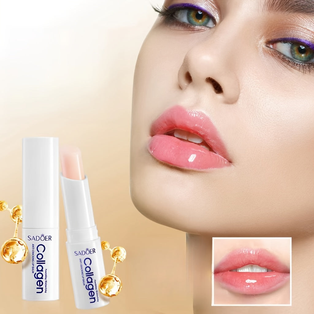 5 PCS Set Korean Collagen Lip Balm - Moisturizing & Nourishing Lip Care, Hypoallergenic, Glossy Finish, Perfect for Spring, Autumn, Winter, Ideal Gift, All Skin Types, Lip Care Essentials | Glossy Finish Lip Balm | Gentle Tex