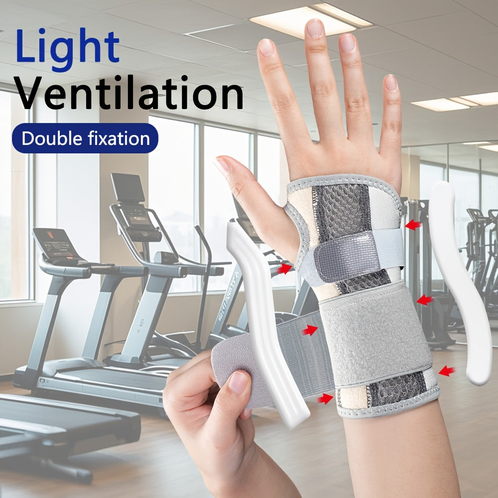 Adjustable Strap Wrist Brace Double Support Bars with Compression, Wrist Stabilizer for Joint Support Pain Relief Perfect for Gym Cycling Running Sport Activities Accessories Health Care Supplies