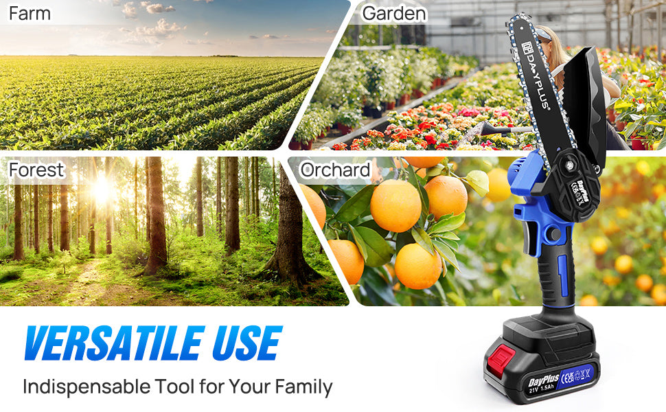 NEW Arrivals 6" Inch Mini Chainsaw Set With 1/2 -5AH Lithium Batteries Cordless Electric Power Chain Saw EU Plug for Tree Branch Wood Cutting Home Garden Accessories Supplies