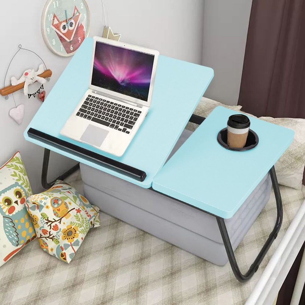 Laptop Desk Laptop Bed Table with Foldable Legs and Cup Slot, Reading Holder Notebook Stand with Adjustable Height Angle, Laptop Bed Tray for Bed Sofa Breakfast Work Study Reading