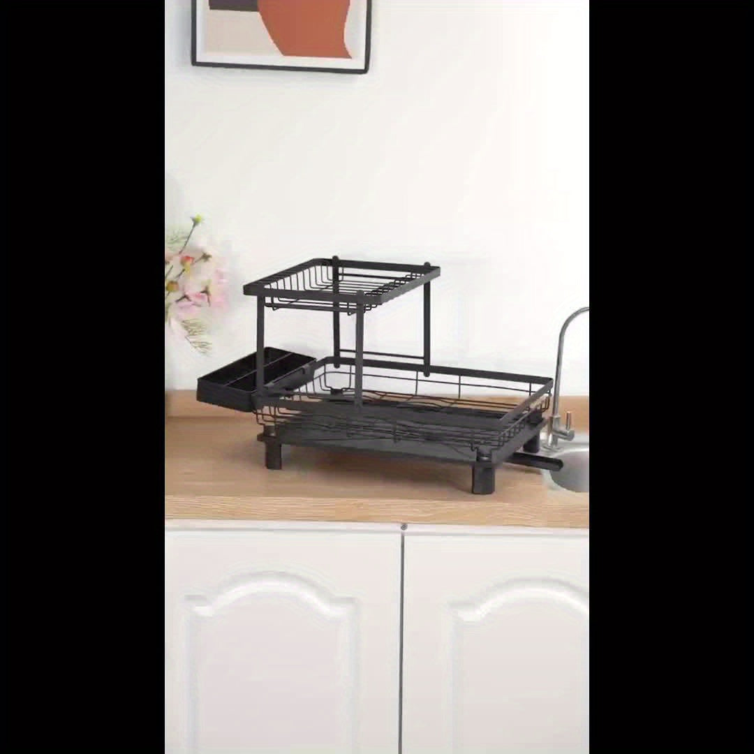 Dish Drainer Rack, Dish Rack with Drainage Plate, Dish Drying Rack with Tableware Rack, Sink Drainer Rack