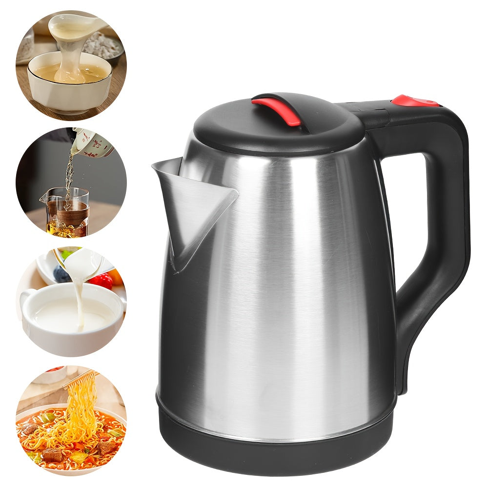 2L 1800W Stainless Steel Electric Kettle with Fast Boiling, Anti-Scald Protection & Ergonomic Handle - Portable Design for Home, Office, Camping, or Travel