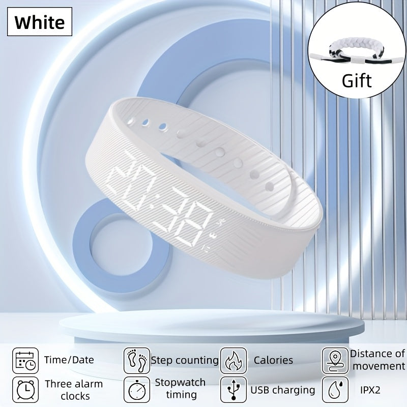 Slim Smart Fitness Watch with Step Tracker, Calorie Counter & Alarm Clock - USB- Digital Wristwatch for //Students, Pedometer, Stopwatch, Soft Strap (Compatible with /, No) - Ideal for Sports & Daily