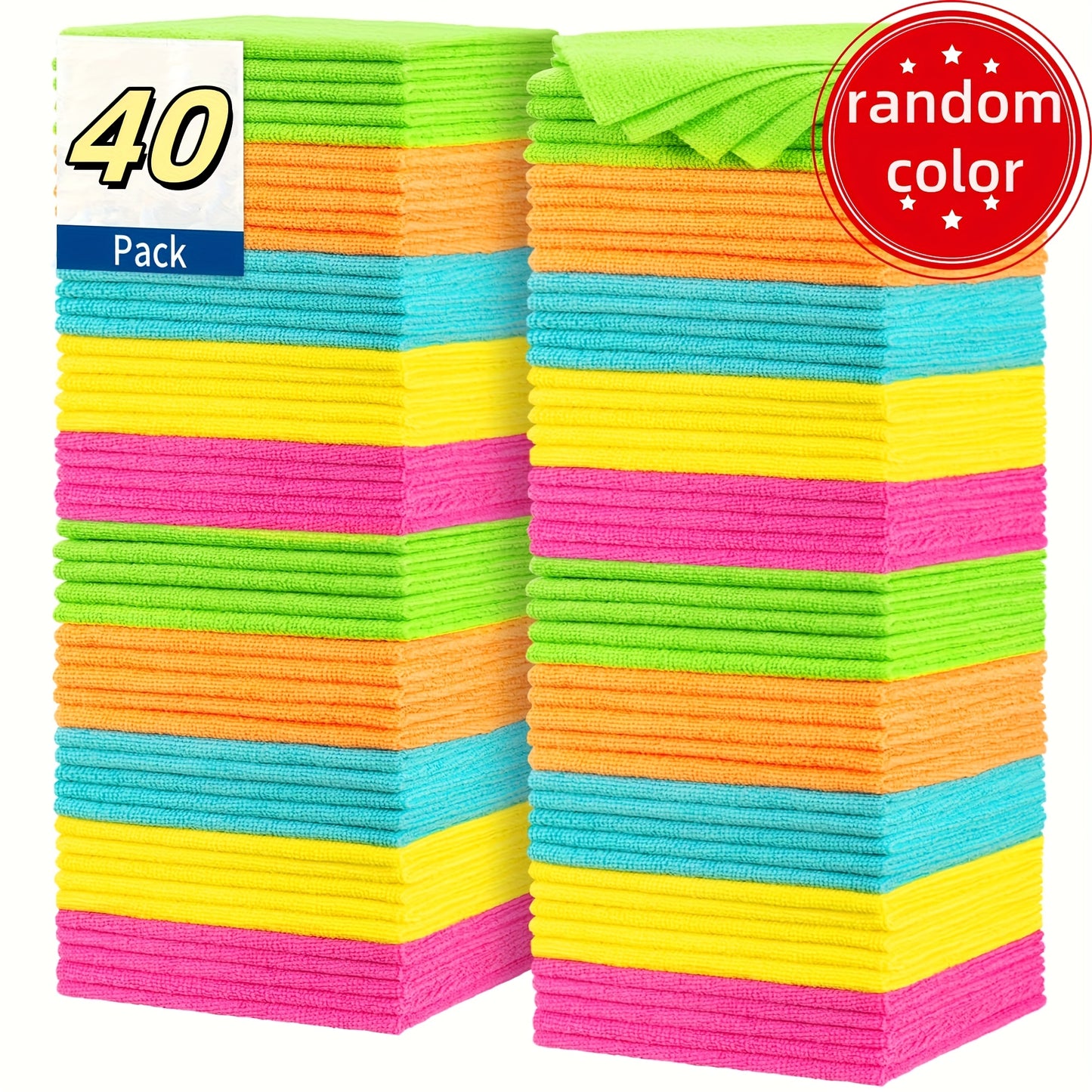 51/40/31/20/14 PCS Set Microfiber Cleaning Cloth Cleaning Rags for Household, Kitchen, 5 Random Colors Mixed Package Unspecified Color Green/Blue/Yellow/Orange/Pink