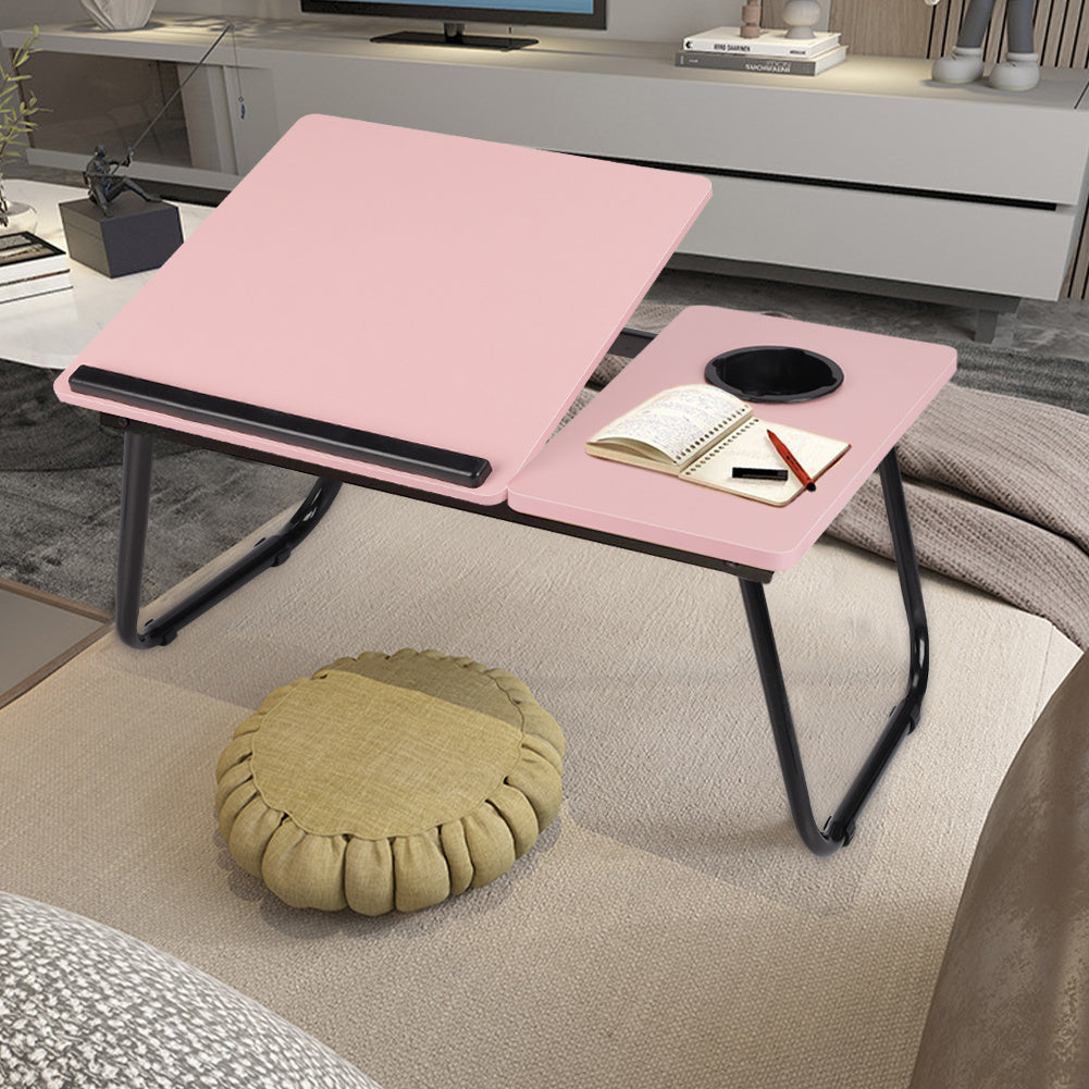 Laptop Desk Laptop Bed Table with Foldable Legs and Cup Slot, Reading Holder Notebook Stand with Adjustable Height Angle, Laptop Bed Tray for Bed Sofa Breakfast Work Study Reading