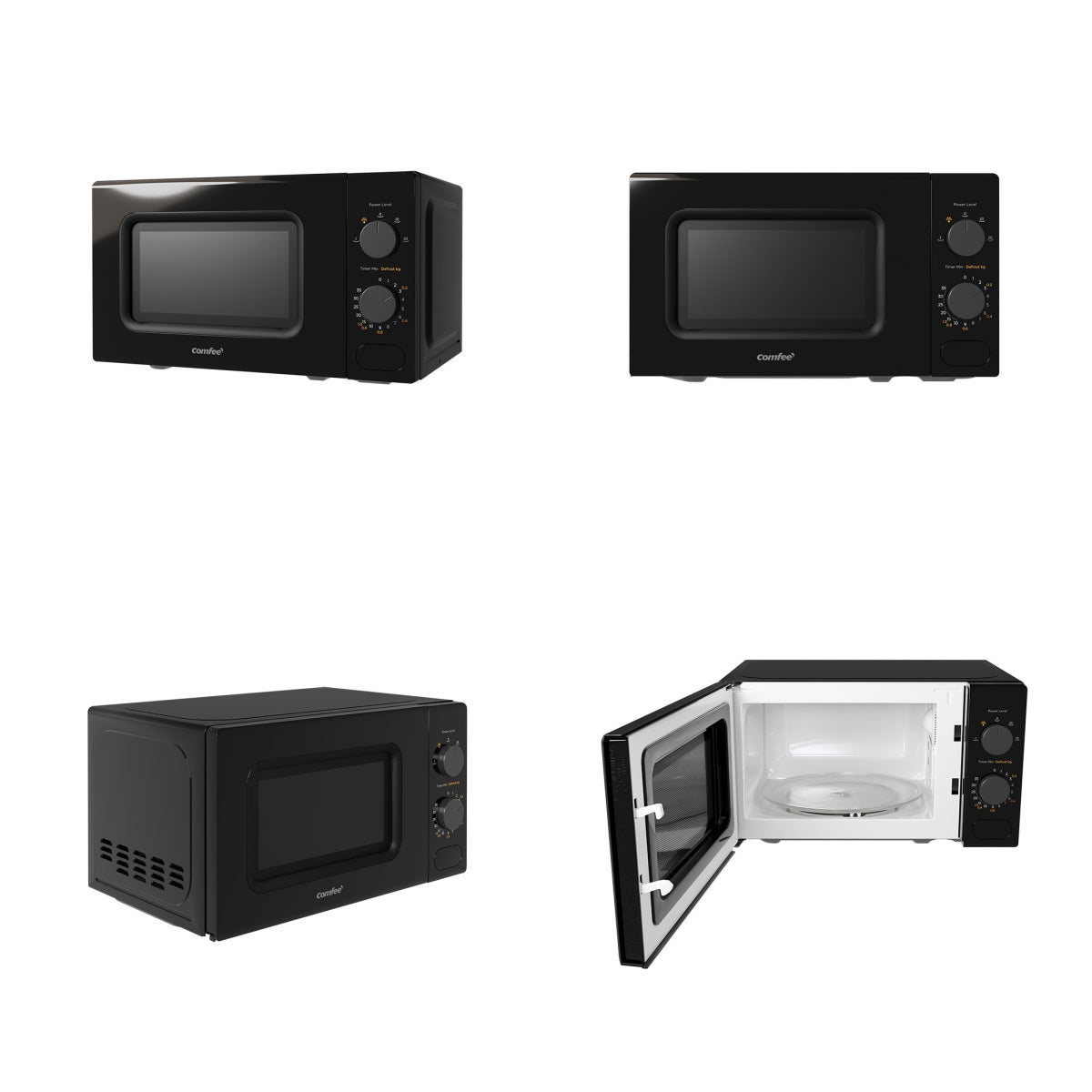 20L Large Capacity Midea COMFEE' Black Compact Microwave Oven 700W with Manual Control - 20L Countertop Microwave for Small Kitchens, Dorms & Studios, 5 Power Levels & Quick Defrost