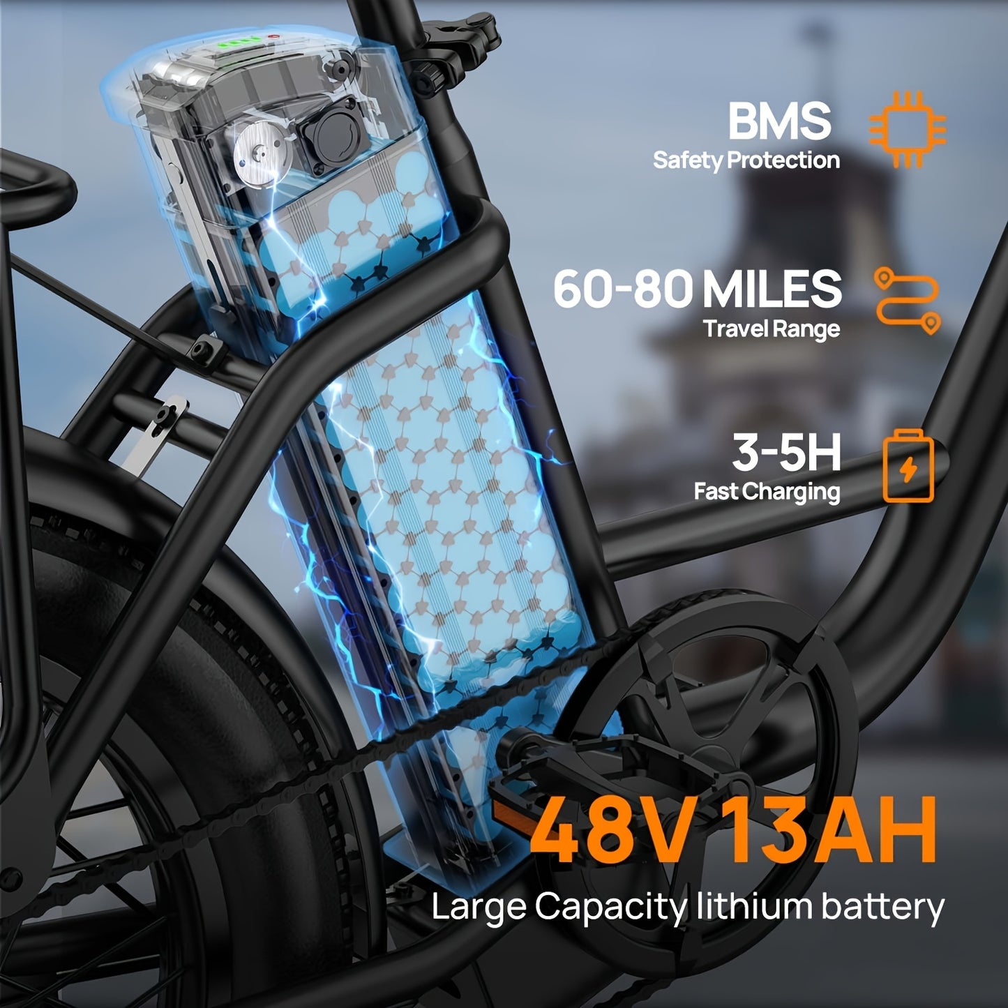E20 Pro All-Season Electric Bike - 50.8cm Tires for Snow/Sand/Urban | 48V 13Ah Extended Range Battery | 250W High-Efficiency Motor | Colorful LCD Display | Adventure-Ready Design | High-strength Frame
