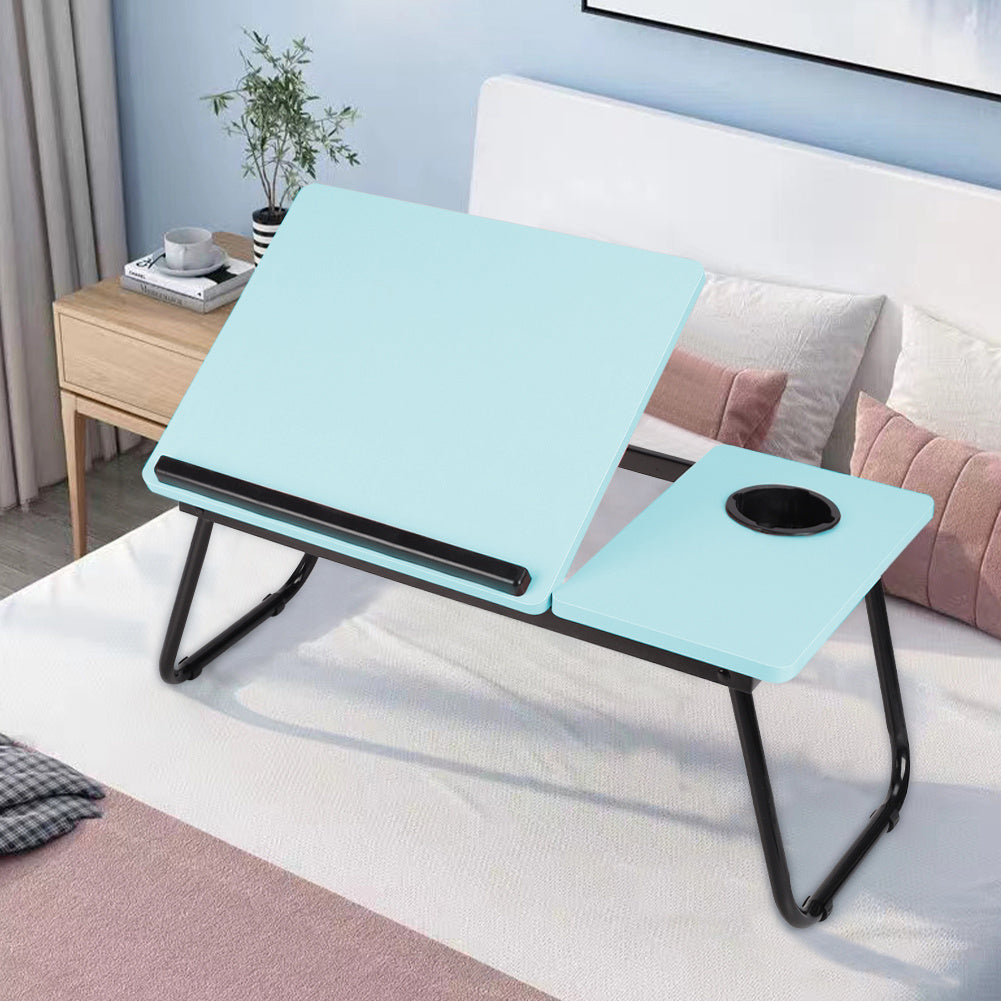 Laptop Desk Laptop Bed Table with Foldable Legs and Cup Slot, Reading Holder Notebook Stand with Adjustable Height Angle, Laptop Bed Tray for Bed Sofa Breakfast Work Study Reading