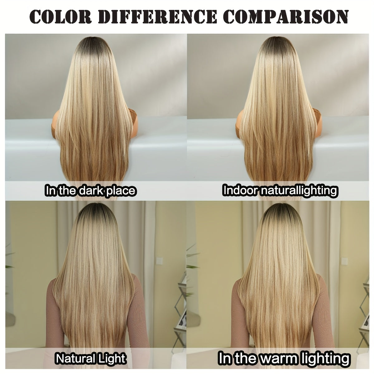 Long Straight Heat-Resistant Synthetic Wig with Dark Brown Roots - 150% Density Rose Net Cap, 86.36cm Elegant Party & Daily Use Wig for Women, Natural Look for Everyday & Special Occasions, Versatile Hairpiece, Sleek Hairpiec