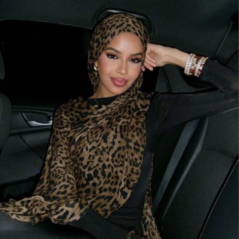 5 Colors Luxury Leopard Scarf - Watercolor, Soft, Elegant - Suitable for Daily Wear Women's Apparel Accessories