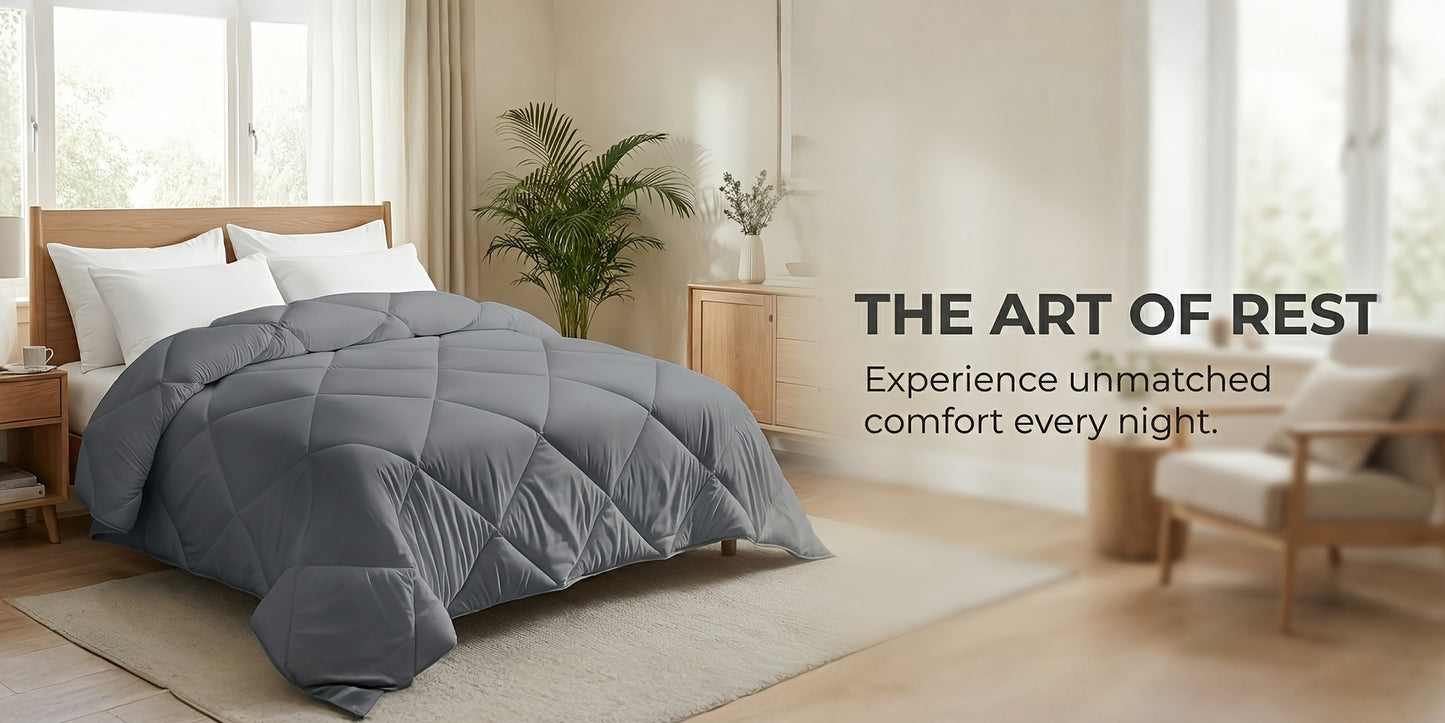 Tog 2.5 | 7.5 | 13.5 Grey All-Weather Diamond Patterned Duvet Quilt Comforter | All-Weather Airy Lightweight Cozy Bedding for Home And Hotel