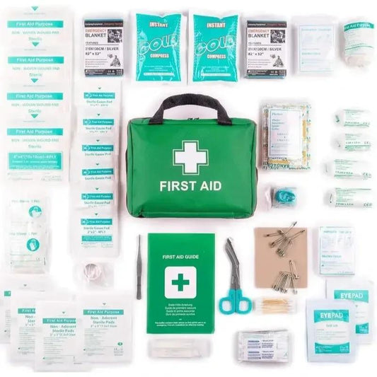 90 PCS Set First Aid Kit refill Bag Emergency Survival kit Includes Eyewash Ice Packs Emergency Blanket Plasters Eye Pads Eye Wash Bandages Essentials for Travel Camping Beach Car Home Office Work Place Garage
