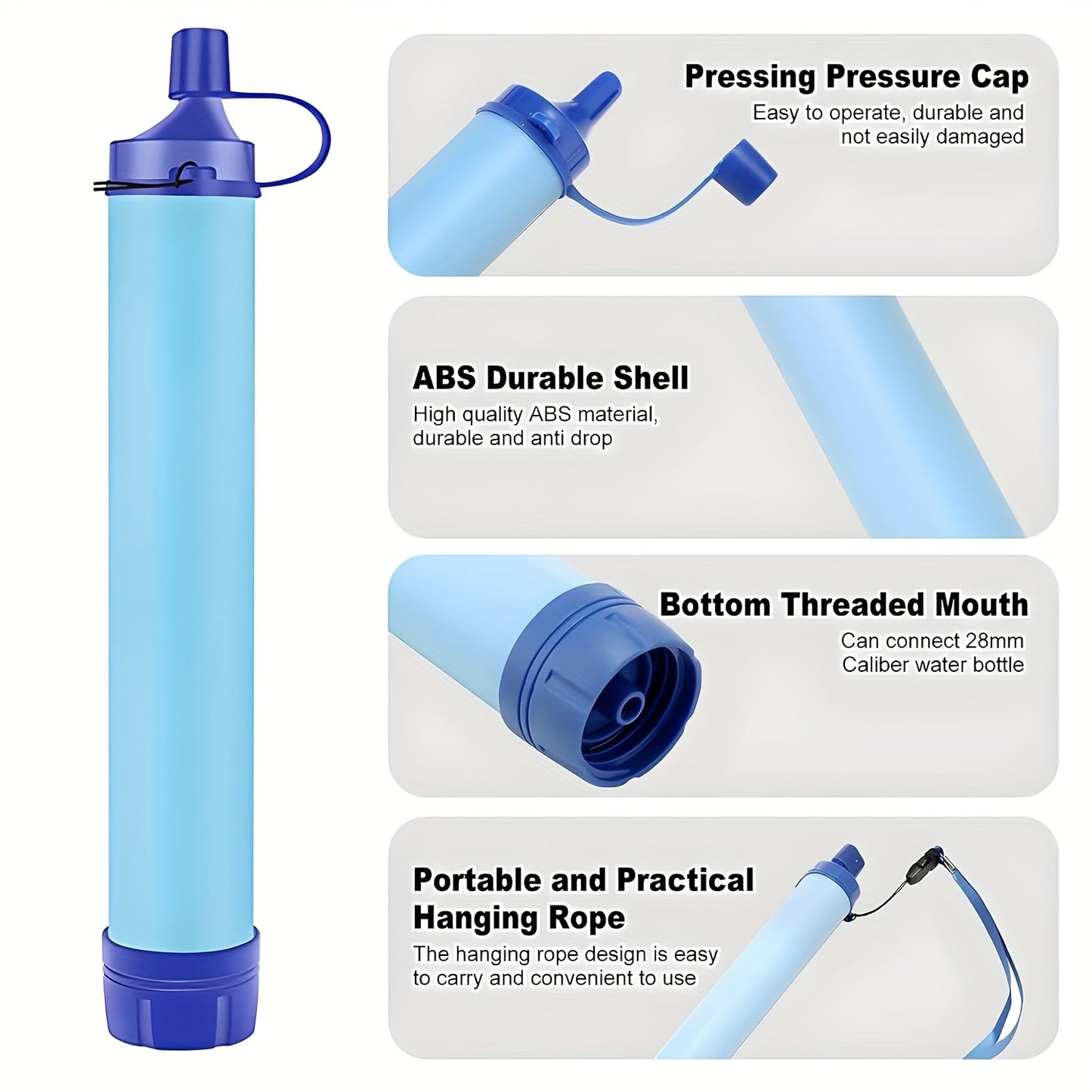 7 in 1 Set Emergency Survival Portable Water Filtration Cleanser Straws for Emergency Situations, a Set Designed for Outdoor Activities Mountain Trip Kayak Camping, Hiking, Traveling, And Biking Health Care Supplies
