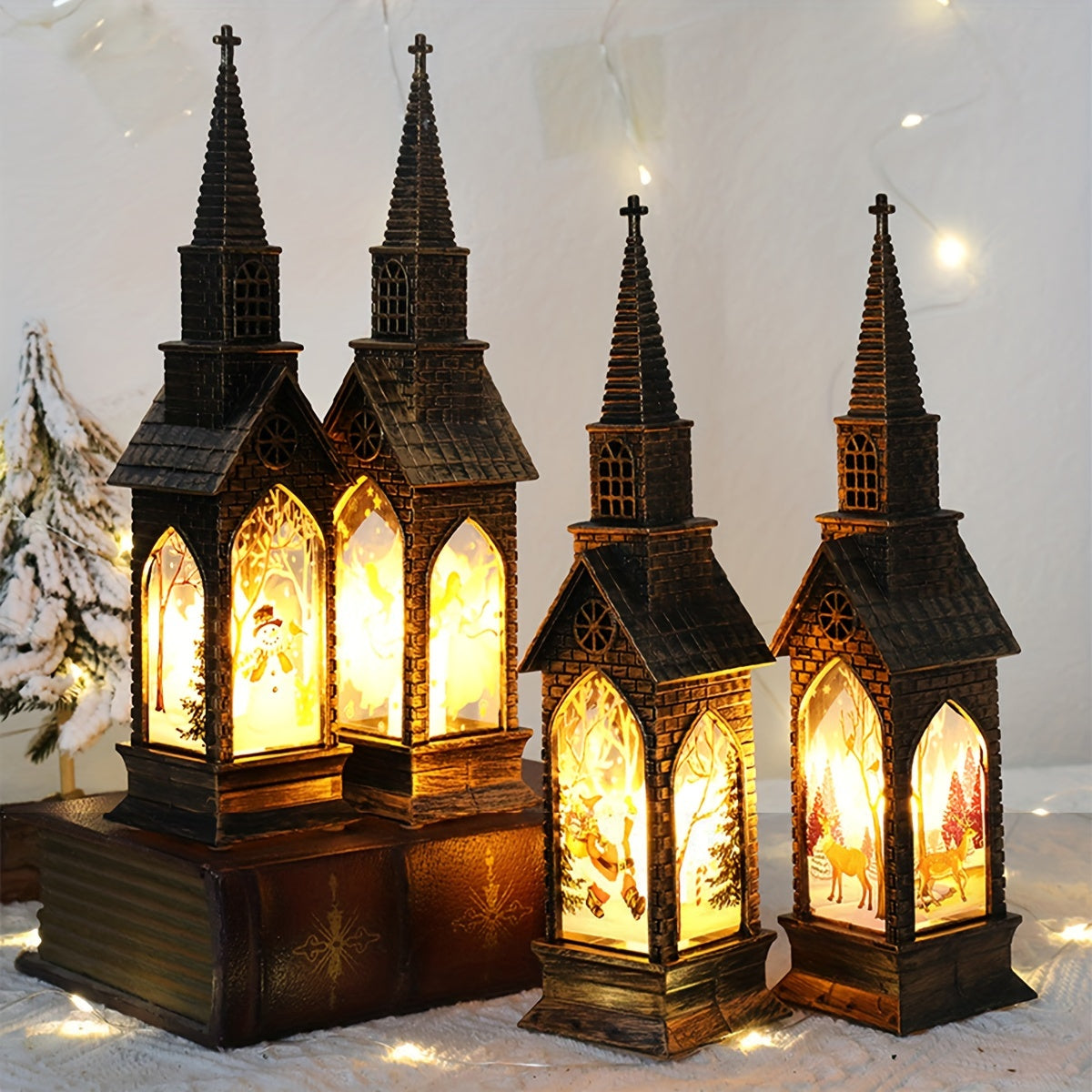 4pcs LED Candle Lights - Battery-Powered Flameless Candles with Warm Glow, for Christmas, Wedding, Party Decorations - Indoor/Outdoor Table Centerpieces, Window Displays - No Batteries Included - Durable Plastic Construction