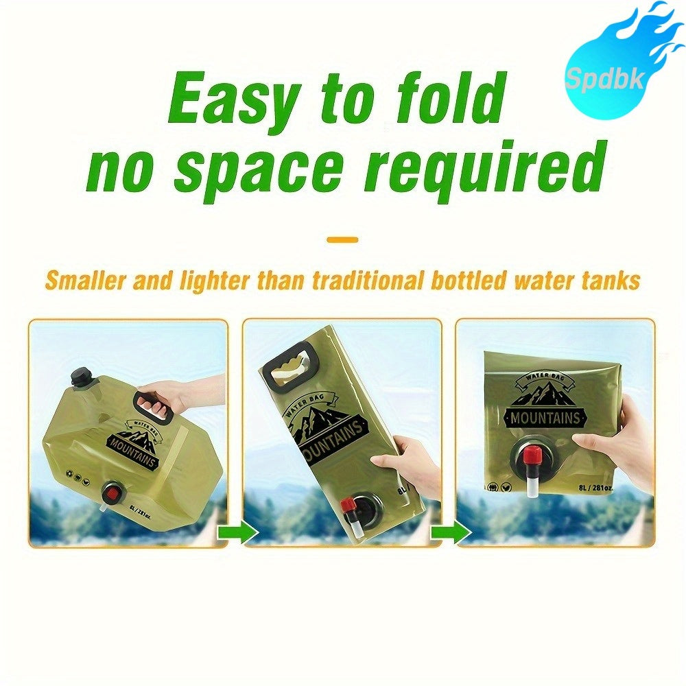 8L Portable Water Container with Faucet - Foldable, Lightweight & Durable PET Material, Ideal for Camping, Hiking, Travel & Outdoor Activities, Camping Water Jug