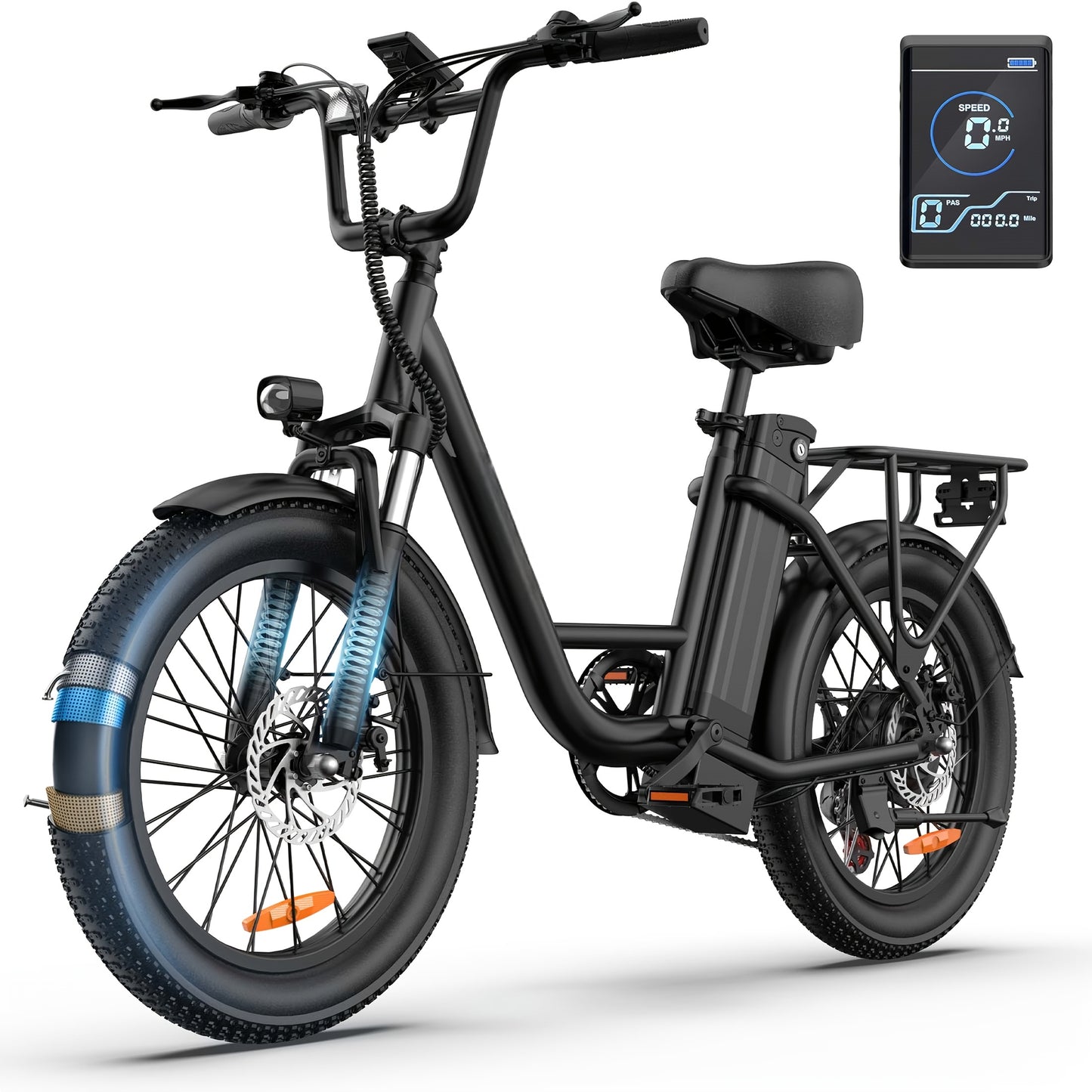 E20 Pro All-Season Electric Bike - 50.8cm Tires for Snow/Sand/Urban | 48V 13Ah Extended Range Battery | 250W High-Efficiency Motor | Colorful LCD Display | Adventure-Ready Design | High-strength Frame