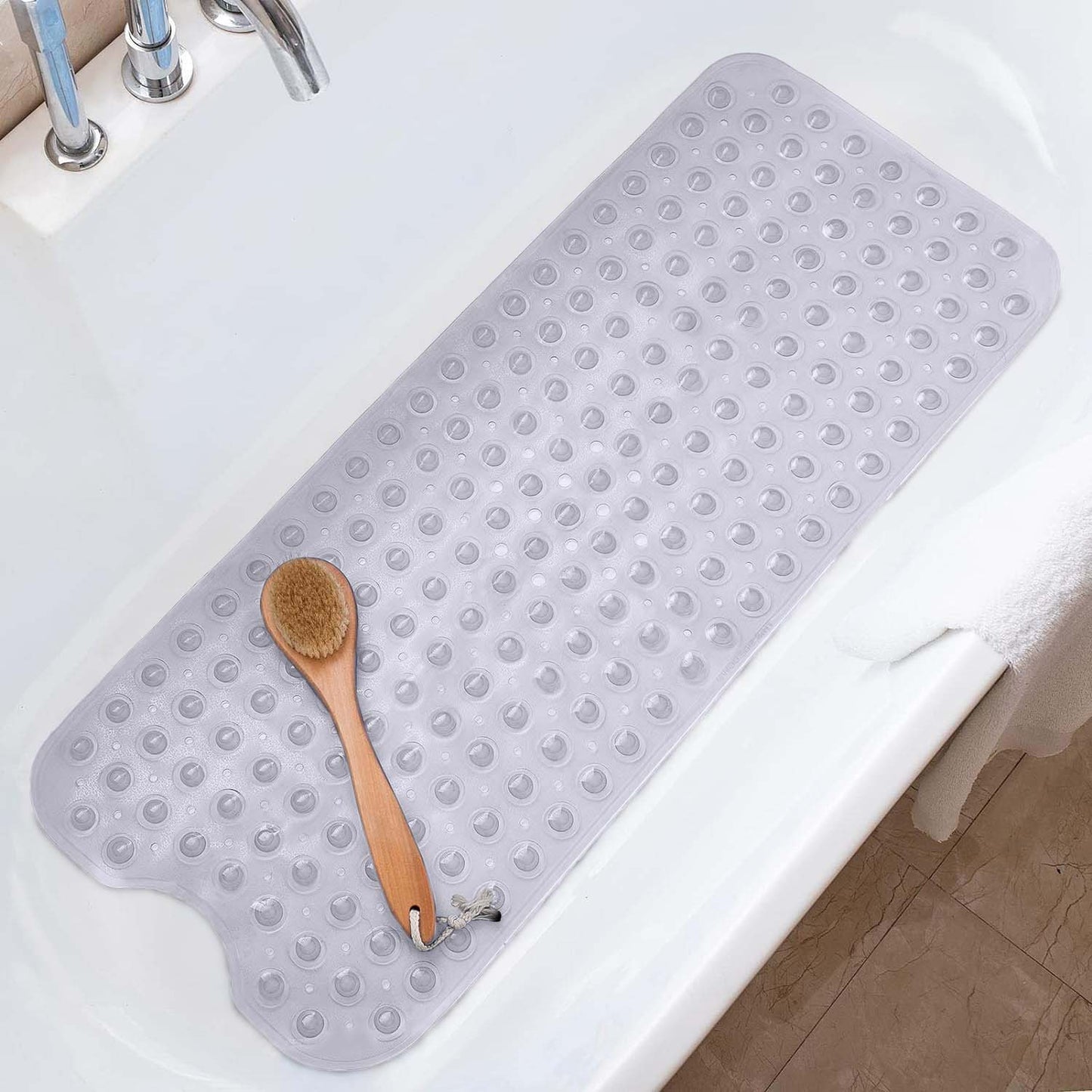 Extra Large Non-Slip Bath Mat - Bathtub Mat with Drain Holes, Suction Cups Shower Mat - Machine Washable Mat For Bathroom, Bathroom Accessories Easy Clean