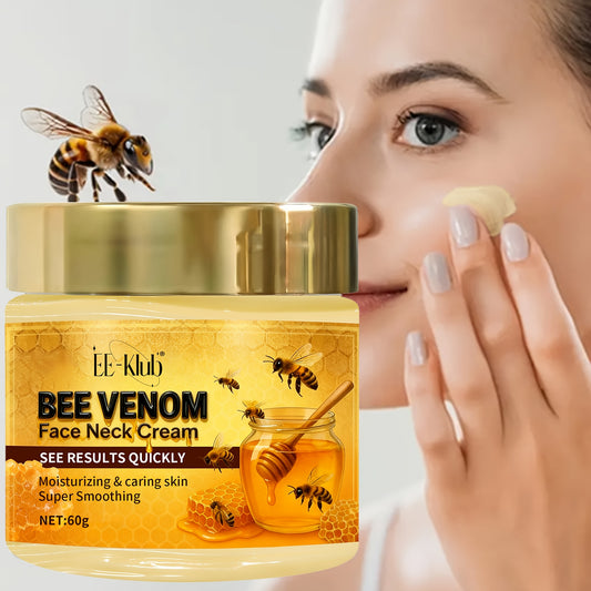Bee Venom Firming Neck Cream with Light Beige Care Ingredients, Collagen, Bee Toxin, and Hyaluronic Acid to and Fine Lines, Day and Night Use - Light Beige Care, Fashionable Packaging, 60g/2.12oz, Suitable for All Light Beige