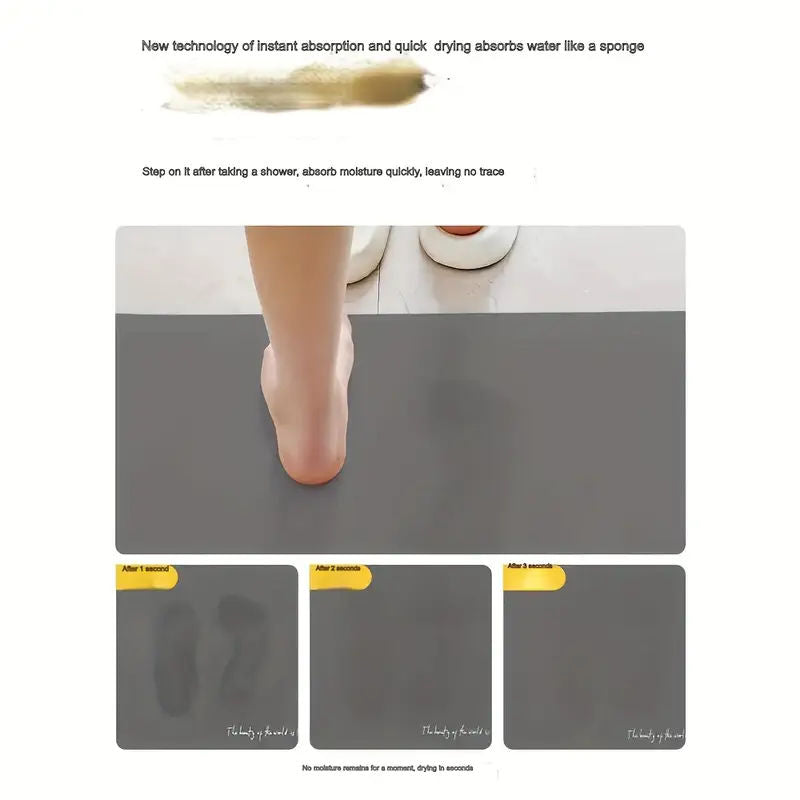 NEW Diatomite Bath Mat - Super Absorbent Quick-Dry Non-Slip Bathroom Mat for Shower Bathtub Kitchen RV Home Bathroom Accessories